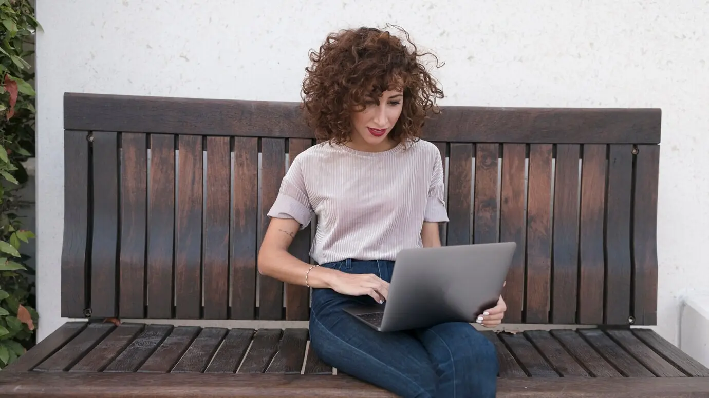 A girl with a laptop